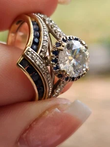Moissanite engagement ring set size 8/9 - Picture 1 of 4