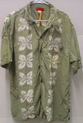 Camisa Hawaiana Unionbay, S/S, XL, Verde Pálido con Flores Blancas, Excelente Foto 1 de 4
