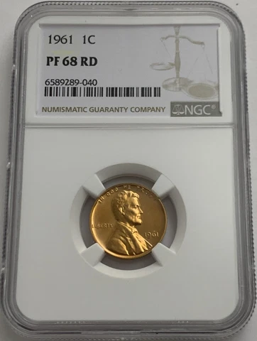 1961 P NGC PF68 RD RED PROOF LINCOLN MEMORIAL PENNY 1C GREAT EYE APPEAL WHITE LB Cover