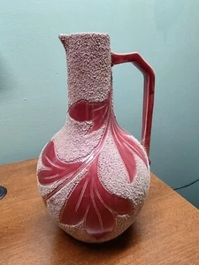 Vintage Samuel Lear Sand Majolica Tall Burgundy Tone Pitcher 10.75" tall - Picture 1 of 5