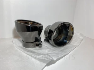 BLACK TINTED 4” LARGE SLASH CUT EXHAUST TIPS FOR BMW M135i M140i 60mm - Picture 1 of 9