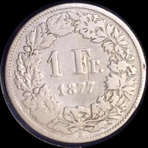 Switzerland 1877, franc, old silver world coin cleaned $2031 - Picture 1 of 2