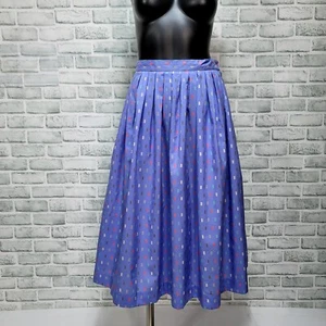 Vintage 80s Jack Winter Size S Periwinkle Geometric Print Midi Skirt Pleated - Picture 1 of 6
