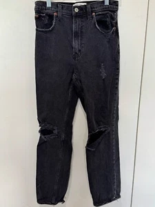 Pantalones de mezclilla para mujer Abercrombie & Fitch negros desgastados talla 26/2R tiro ultra alto - Imagen 1 de 13