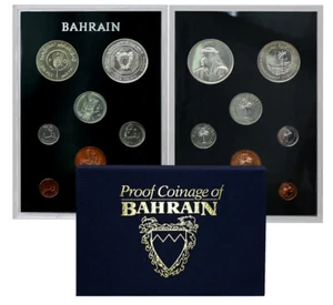 BAHRAIN 1965/69 Set originale 8 monete proof tra cui 500 fils argento Royal Mint - Foto 1 di 4