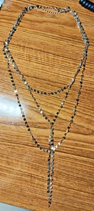 14in Layered Gold Tone Discs Chain Necklace - Picture 1 of 2