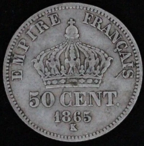 FRANCE NAPOLEON III 50 CENTIMES 1865 K ARGENT - Bild 1 von 2