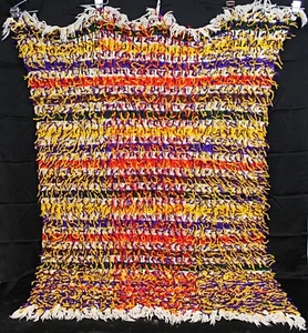 Hand Crochet Striped Multicolor Twin Size Couch Blanket Throw Afghan Fringe Shag - Picture 1 of 7