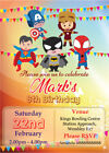 12 Personalised  A6 Super Heroes Party Invitations Invites Free Envelopes