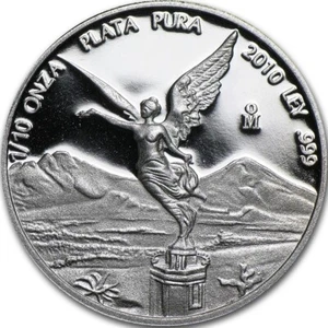 2010 Mexican Silver Libertad - Tenth Troy Ounce .999 Bullion 1/10 Oz PROOF COIN - Picture 1 of 2
