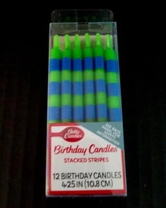Betty Crocker 12 pièces empilées rayures vert et bleu 4,25 pouces de haut neuf - Photo 1/4