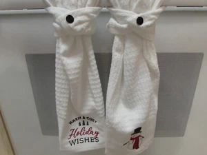 Weihnachten hängendes Küchentuch, Schneemann, Urlaubswünsche Snap, Geschirrtuch - Bild 1 von 8