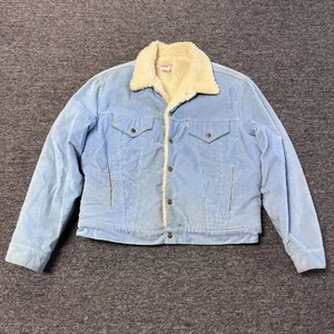 Vintage 80er Levi's Sherpa gefütterte Trucker Cord Knopf Jacke Unisex Gr. 46 blau - Bild 1 von 6