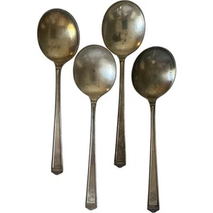 4-pc 1847 Rogers Bros ANNIVERSARY International Silver Plate Soup Gumbo SPOON - Picture 1 of 10