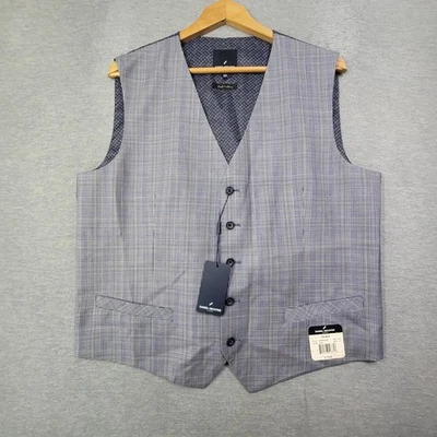 Daniel Hechter Vest Mens 42S Navy Glenncheck Button Up Wool Suit Classic NWT - Image 1 of 4