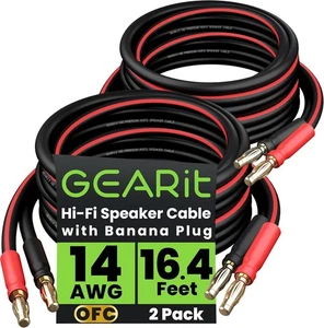 GearIT 14 AWG Speaker Cable with Banana Plugs 14Ga Wire for 5m, Black - Picture 1 of 8