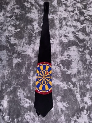 Corbata de dardo vintage Vicky Davis ojo de buey clip importada 100 % seda negra Foto 1 de 4