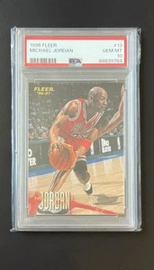 Michael Jordan Fleer 1996-97 #13 Chicago Bulls Hall Of Fame PSA 10 - Bild 1 von 2