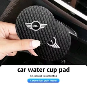 2x Mini Cooper Carbon Cup Holder Coaster Mats S R53 R56 F55 F56 F66 - Picture 1 of 5