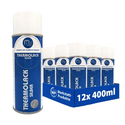 12 x MW Auspufflack Thermolack Motorlack Autolack Spray silber bis 600°C 400ml - Bild 1 von 2