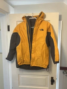 North Face Jacket Boys Large Yellow Approach Hooded Insulated Winter Coat *READ* - Picture 1 of 7