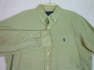 Ralph Lauren Classic Fit Shirt Mens Large Green Gingham Button Down 100%Cotton - Picture 1 of 10