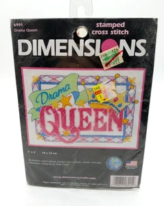 Dimensions Drama Queen Stamped Cross Stitch Kit 6991  7 x 5 Inches NEW - Picture 1 of 2
