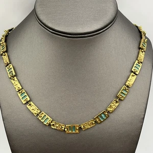 Vintage Anne Dick Brutalist Halskette gehämmerte Bronze 18" - Bild 1 von 12