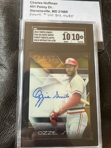 Topps Finest FGA-OS 2015 OZZIE SMITH FINEST GREATS AUTOMÁTICO. REFRACTOR ORO 4/50 SGC - Imagen 1 de 4