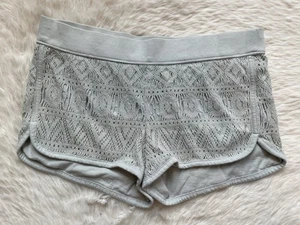 HOLLISTER LACE CROCHET OVERLAY SHORTS WOMENS XS LIGHT BLUE SWEAT SHORT BOTTOMS - Picture 1 of 4