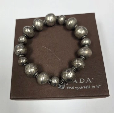 Brazalete de cuentas de bola elástica atmosférica Silpada plata de ley 925 B1998 6,75"" Foto 1 de 2