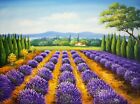 paysage toscan lavande tableau peinture huile sur toile / flowers lavender field
