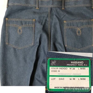 Vintage Haband Polyester Indigo Hose 39 x 30 Pressed Freizeit Disco Neu aus altem Lagerbestand - Bild 1 von 11
