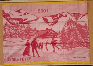 Yves Delorme Limited Edition 2001 Holiday Jacquard Tea Towel New with Tags - Bild 1 von 6