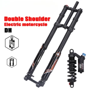 Electric Motorcycle DH AM MTB Bike Double Shoulder Shock Absorber Recoil Fork - Picture 1 of 28
