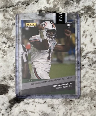 2020 PANINI INSTANT NFL #122 TUA TAGOVAILOA GREEN PARALLEL RC 1/5 #’d 3/5 - Image 1 of 2