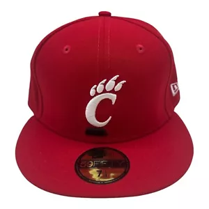 New Era 59Fifty Cincinnati Bearcats Hat Cap Sz 7 1/4 Red Fitted NCAA - Picture 1 of 8