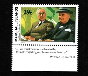 OPC 1993 Islas Marshall Roosevelt Churchill con etiqueta Sc#329 MNH 49464 - Imagen 1 de 1