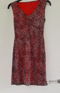 Pretty Mexx Red Patterned Shift Dress Size L/UK 14 - Picture 1 of 3
