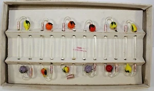 Vintage Czechoslovakian Hand Blown Glass Cocktail Picks by Toscany w/Box & Foil - Picture 1 of 4
