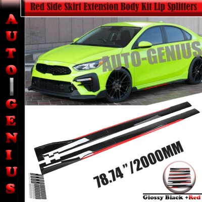 For Kia K5 78.7" Red Side Skirt Extension Body Kit Lip Splitters Foto 1 de 4