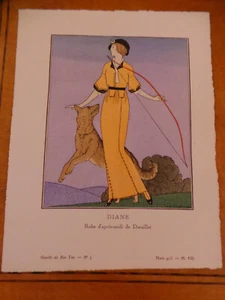 Andre E. Marty Art Deco Pochoir "Diane" # 5 Gazette du Bon Ton March 1913 VG+ - Picture 1 of 2
