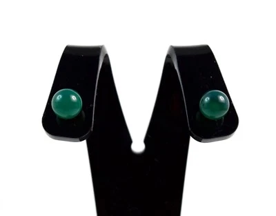 Orecchini a lobo in Agata Verde (Ø 8 mm circa) e Argento 925 - Immagine 1 di 3