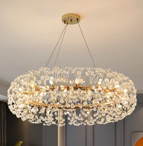 Accesorios de luz LED ajustables para techo moderno cristal dorado candelabro floral - Imagen 1 de 14