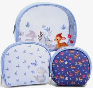 NWT EXCLUSIVE 3Pc Disney BAMBI Watercolor Cosmetic Travel Pen Pencil Bag Set - Picture 1 of 5