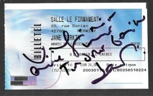 RARE / TICKET BILLET CONCERT - JANE BIRKIN : A FIRMINY 2003 DEDICACE & SIGNATURE - Imagen 1 de 4