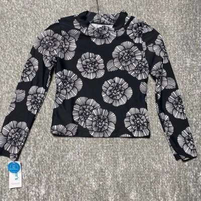 Top de natación Carter's negro blanco floral UPF 50+ protección solar manga larga 10/10A Foto 1 de 4