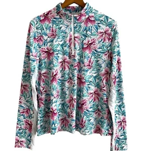 Tommy Bahama Active Floral 1/4 zip Top XL Golf Pickleball Casual Long Sleeve - Picture 1 of 9