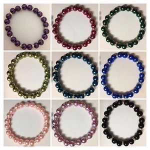 Preciosas NUEVAS Pulseras Elásticas de Cristal con Cuentas de Perlas de Vidrio Multicolor 8mm- Elige - Imagen 1 de 25