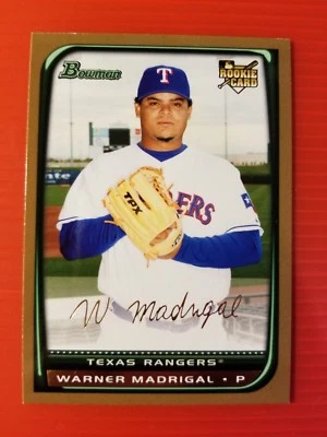 WARNER MADRIGAL (SP) RC ROOKIE GOLD BORDER #BDP46 TEXAS RANGERS 2008 BOWMAN - Image 1 of 3